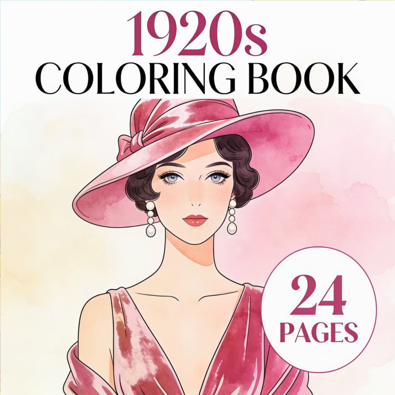 Vintage Fashion Coloring Pages - 1920s Coloring Book 24 Pages Vintage
