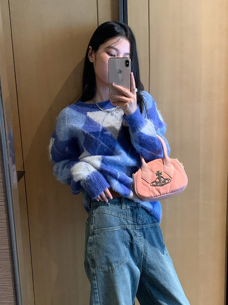 Korean Fashion Plaid Sweater O - Retro Vintage Korean Fashion review and price