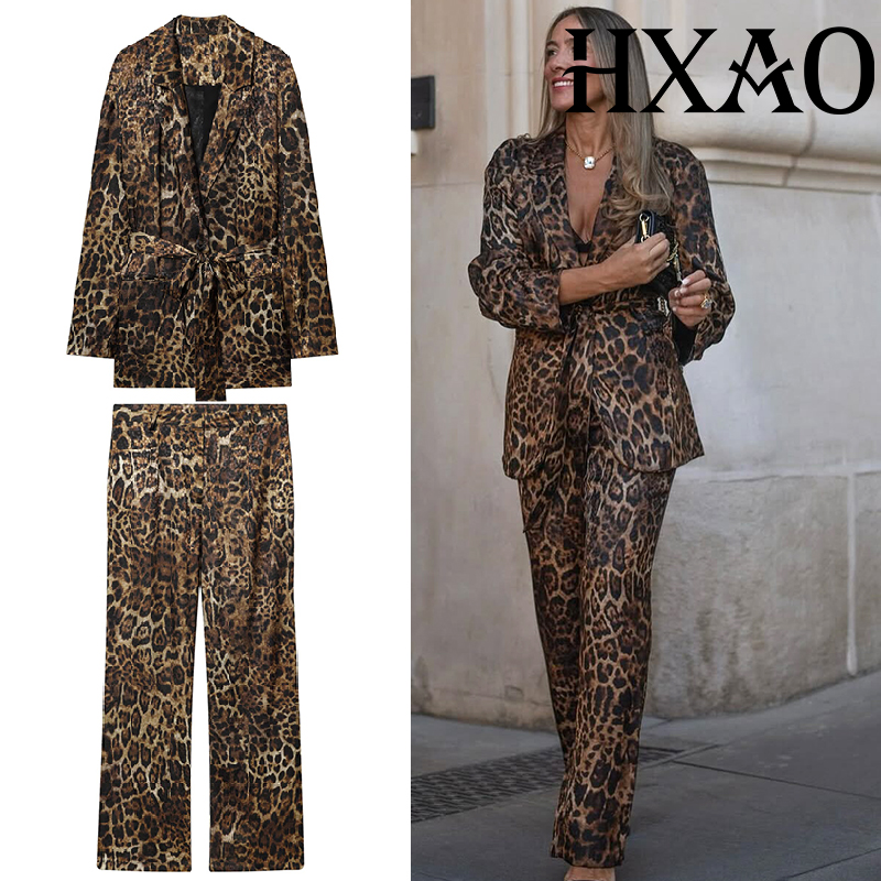 HXAO Leopard Pants Sets 2 Piec - Vintage Trench Coat review and price