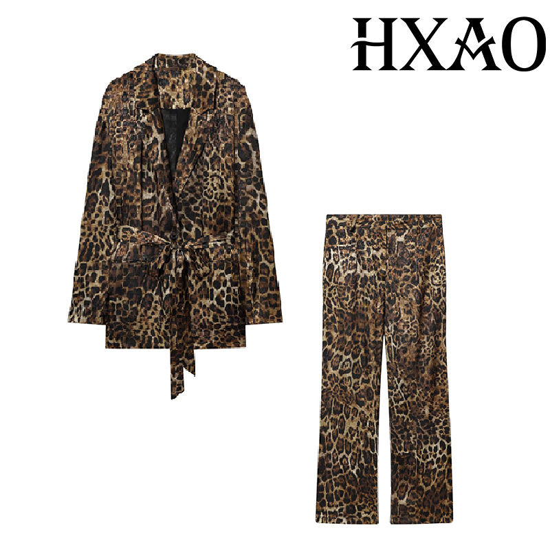 HXAO Leopard Pants Sets 2 Piec - Vintage Trench Coat review and price