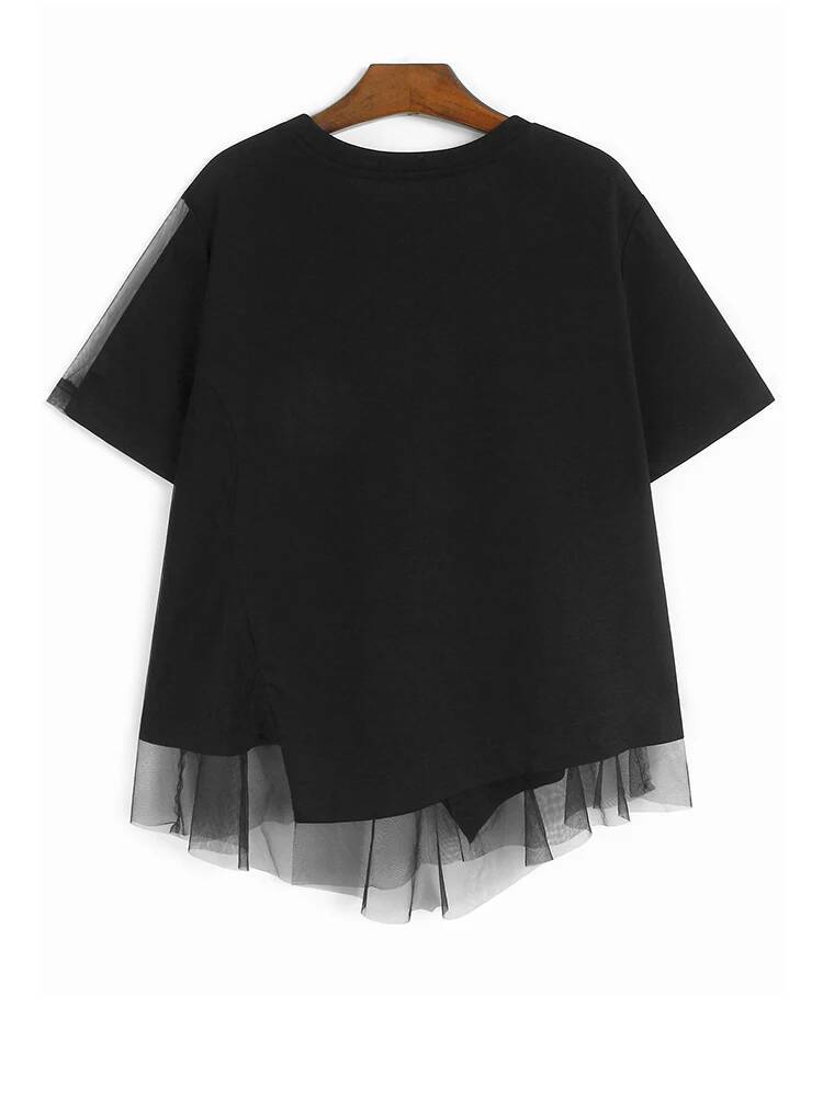 Women Black Mesh Irregular Spl - Vintage Fashion Build review and price