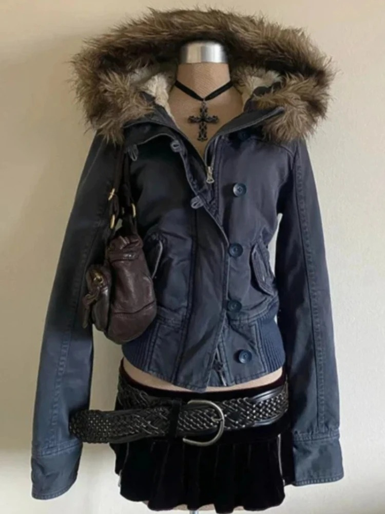 American Vintage Faux Fur Park - Retro Vintage Korean Fashion review and price