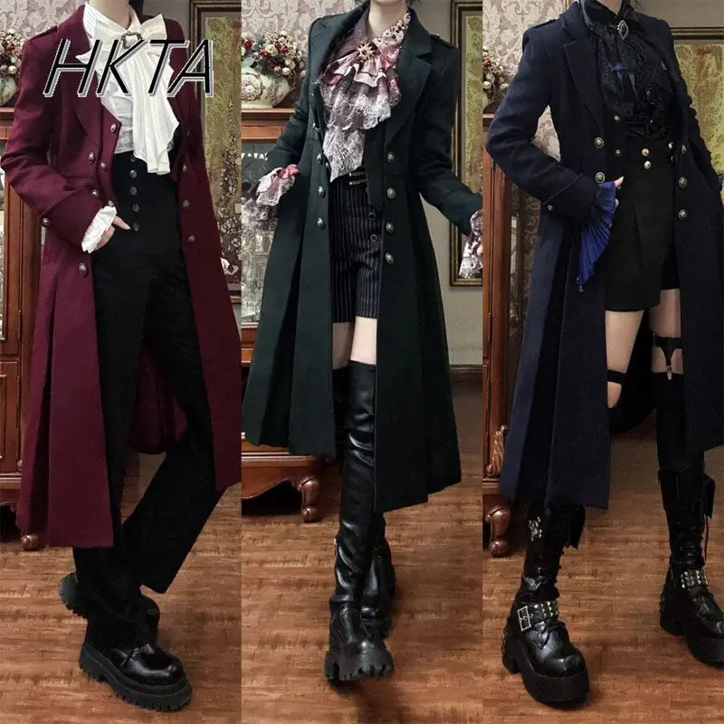 British Style Retro Dark Goth  - Vintage Trench Coat review and price