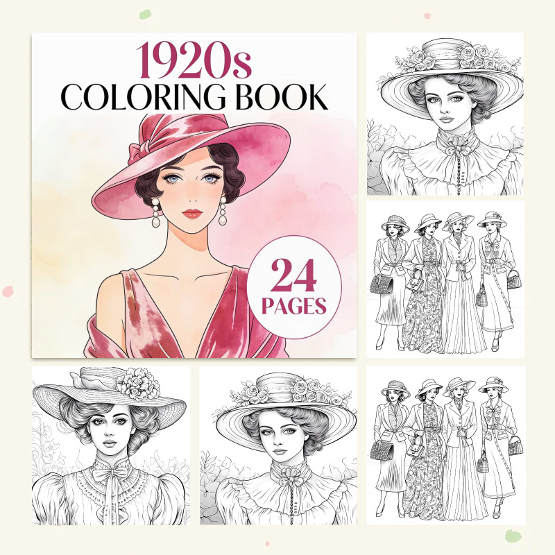 1920s Coloring Book 24 Pages V - Vintage Fashion Coloring Pages review and price