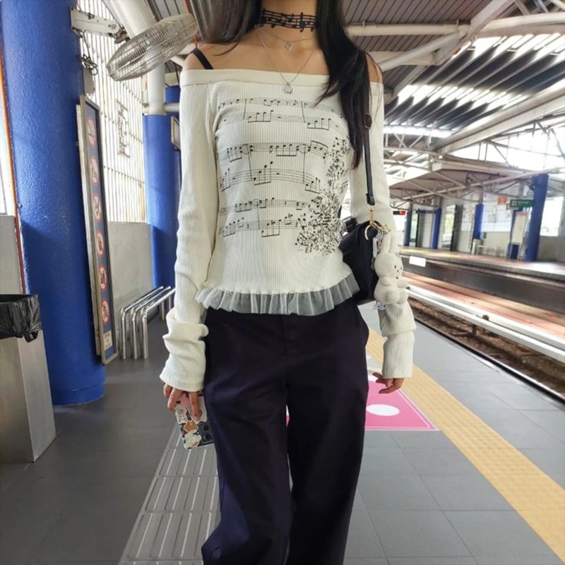 Autumn Y2K Harajuku Retro T-Sh - Retro Vintage Korean Fashion review and price